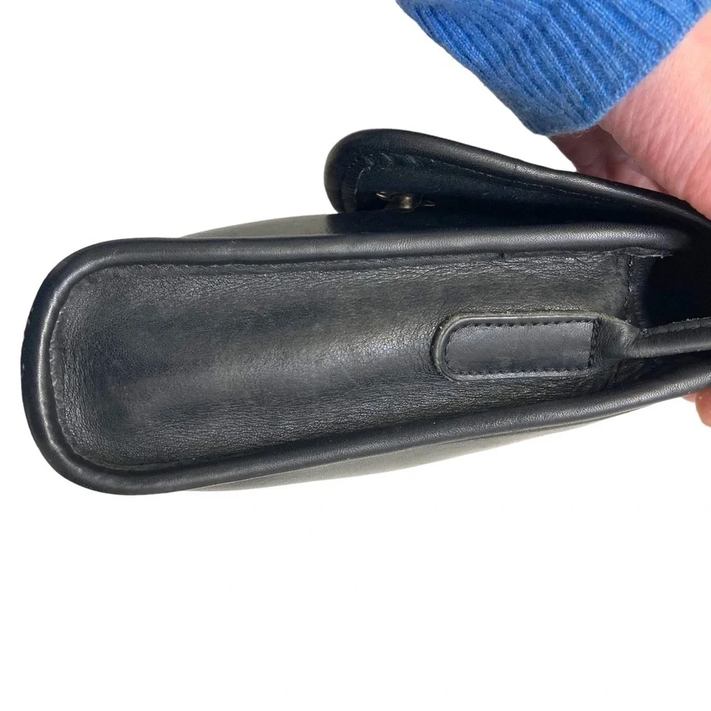 Coach vintage black leather scooter bag with nickel hardware